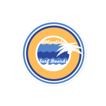 Load image into Gallery viewer, Atlantida Boards Bubble Stickers Blue&Orange White Island