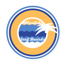 Load image into Gallery viewer, Atlantida Boards Bubble Stickers Blue&Orange White Island